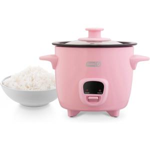 DASH Mini Rice Cooker Steamer with Removable Nonstick Pot, Keep Warm Function & Recipe Guide, Half Quart, for Soups, Stews, Grains & Oatmeal - Pink