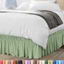 Wrap Around Ruffle Queen Size Bed Skirt – Adjustable Buckle & Elastic Belt for Easy Installation, 16 Inch Drop – Brushed Microfiber - Machine Washable, Fade and Wrinkle Resistant, Sage