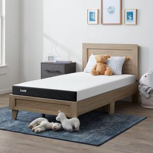 Lucid 5 Inch Memory Foam Mattress Low Profile - Firm Feel - Infused with Bamboo Charcoal and Gel - Bed in a Box - Temperature Regulating - Breathable - Twin XL Size