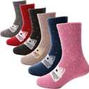 ANTSANG Kids Merino Wool Hiking Socks for Toddlers Boys Girls Warm Thick Thermal Crew Boot Heavy Cozy Gift Socks 6 Pairs (4-7 Years)