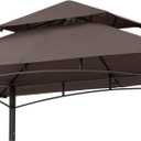 ABCCANOPY Grill Gazebo Canopy Replacement - 5x8 Double Tiered BBQ Canopy Top Cover for #L-GG001PST-F, Outdoor Grill Tent Roof (Brown)