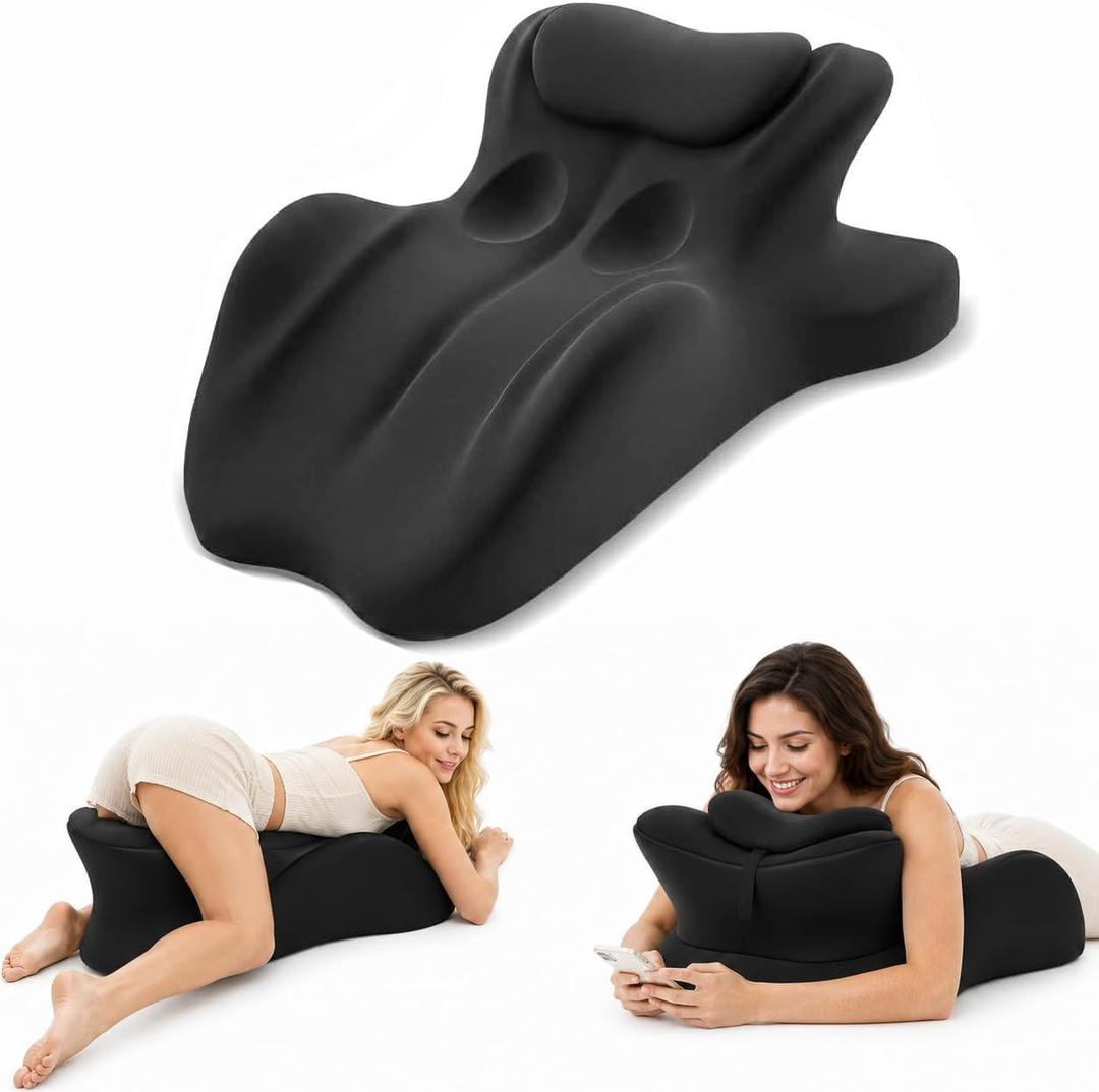 Ergonomic Memory Foam Wedge Pillow, 27° Angled Support Pillow for Couples Comfort, Multi-Position Lounge Pillow for Neck, Back, Waist & Hips, Removable Washable Cover, Black