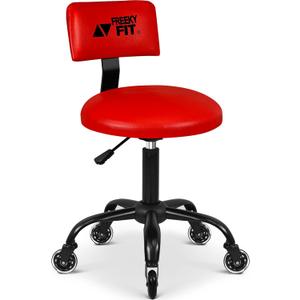 Rolling Shop Stool with Wheels, Mechanic Garage Stool Chair with Adjustable Height 15.55"-18.3", Heavy Duty Swivel Roller Seat for Garage, Salon and Tattoo Beauty, Red