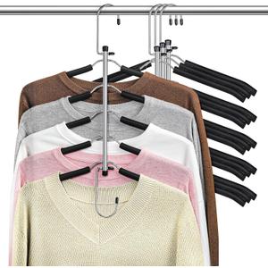 Clothes Hangers Space Saving Shirt Organizer, Non Slip Multi Shirt Hangers for Closet with Foam Padded Closet Organizers and Storage for Sweater Hoodie Blouse Coat Dress Short Black 4 Pack