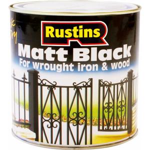 Rustins Quick Drying Matt Black Paint 250ml -Easy DIY Application for a Professional Finish in Minutes, Ideal for Interior & Exterior Surfaces