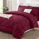 CozyLux Queen Comforter Set Burgundy - Bed in a Bag Queen Size 7 Pieces, Luxury Soft Bed Set for All Seasons, Bedding Set with Down Alternative Comforter, Sheets, Pillowcases & Shams, Red