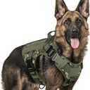 rabbitgoo Tactical Dog Harness for Large, Heavy Duty Pet Harness with Handle, No-Pull Service Vest Large Breed, Adjustable Military Dog Vest for Training Hunting Walking, Green Camo, XL