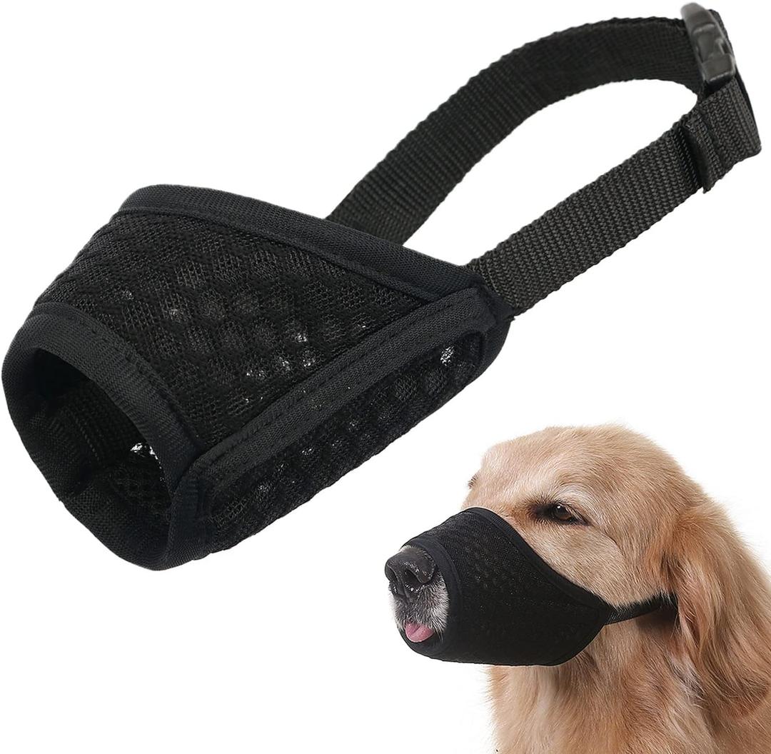 Mayerzon Dog Muzzle, Puppy Soft Mesh Muzzle for Small Medium Large Dogs Chihuahua Poodles Beagle Dachshund Corgis Labrador for Biting Chewing Grooming That Allows Panting Drinking(XL, Black) (XL-(Snout 9-10))