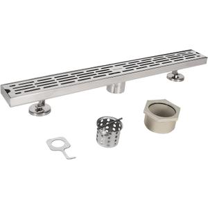 Linear Shower Drain 24 Inch, Long Floor Drain, 304 Stainless Steel, Fast Drainage Speed, Equipped with A Filter for Debris and Hair, Patterned Drain Cover