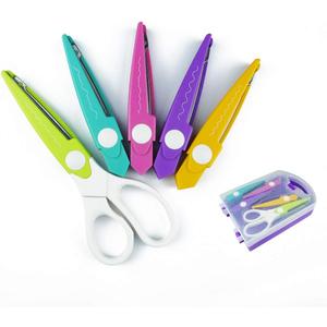 Decorative Scissors Set, 5 Pairs Craft Scissors Decorative Edges with Portable Organizing Container