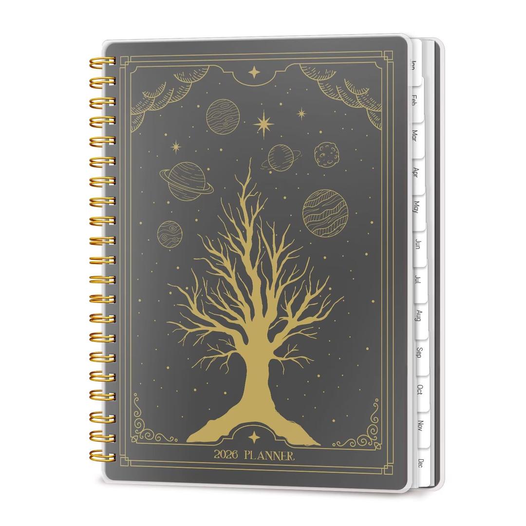 2026 Planner, Weekly and Monthly Planners with Tabs, A5 Spiral Bound Daily Calendar 2026 Planner, 12 Month Agenda Organizers from Jan. to Dec., Flexible Cover Appointment Book(Tarrow Tree)