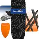 Ironing Board, Compact and Space Saver Ironing Board with Extra Thick 3 Layers Cover, Height Adjustable, Easy Storage with Smart Hanger and Heavy Duty Steel Legs, Black (13x43)