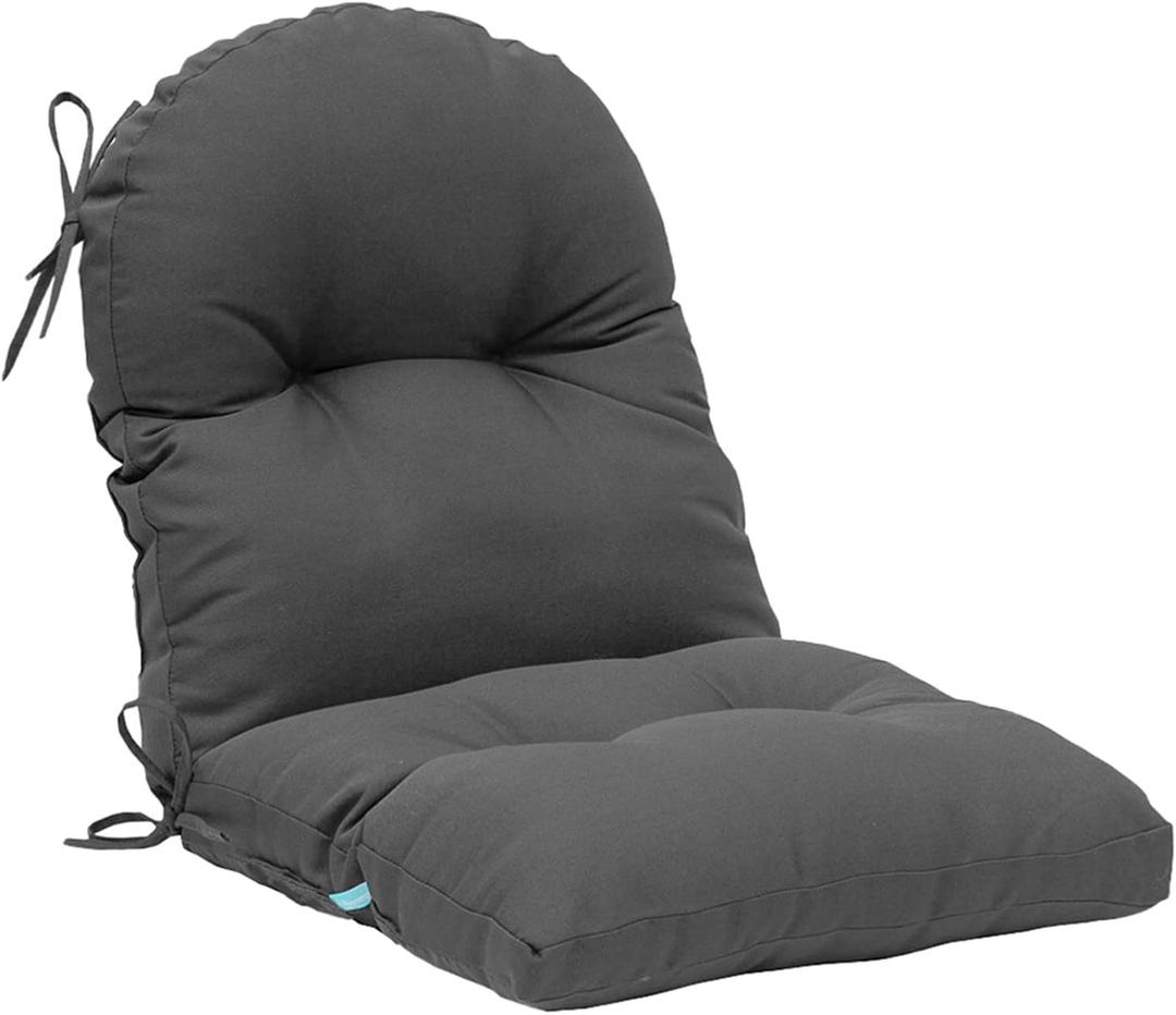 QILLOWAY Indoor Outdoor Seat Back Chair Pads Tufted Cushion, Spring/Summer Seasonal Replacement Cushions. (Set of 2, Dark Grey)