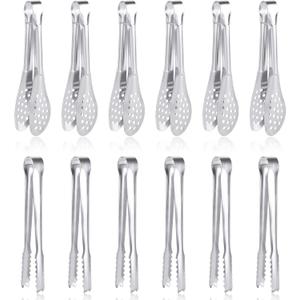 12 Pack Premium Small Serving Tongs, Dmoera Mini Stainless Steel Appetizer Tongs, 5Inch,5.2Inch(12.7cm)
