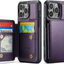 Vinich for iPhone 16 Pro Wallet Case with Card Holder, RFID Blocking Credit Slots Kickstand Shockproof Phone Cover Fit for iPhone 16 Pro 6.3" Purple