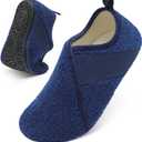 Besroad House Slippers for Women Men Comfy Barefoot Slippers Sock Furry Slip On House Shoes with Soft Rubber Sole for Bedroom Home Travel Yoga (5.5-6.5 Women/4-5 Men, Navy)