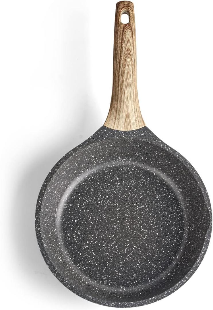 Caannasweis Nonstick Granite Frying Pan Skillet, Non Stick Omelette Frying Pans, Omelet Egg Pan, Stone Cookware Chef's Pan, Induction Compatible, PFOA Free (Gray, 8 Inch)