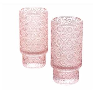 Tabletops Gallery 2 Piece Textured Glass Set - Pink