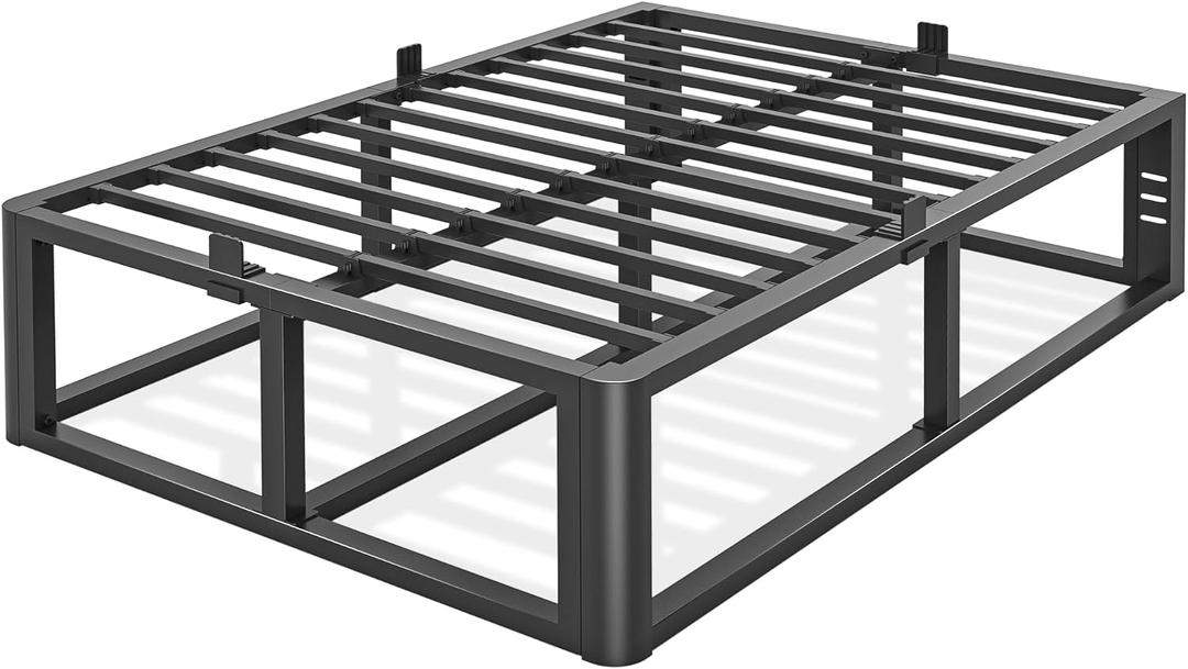 Bilily Metal Heavy Duty 18 inch California King Bed Frame with Rounded Corner and Headboard Hole Mattress Retainers 3500 LBS No Box Spring Needed Platform Noise Free Easy Assembly
