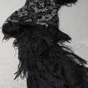 BABEYOND Women's Flapper Dress 1920s V-Neck Evening Gown Sequin Beaded Maxi Dress for Wedding Black Silver, Size: S