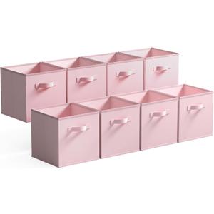 GRANNY SAYS Cube Storage Bins, 11 Inch Storage Cube Organizer, Collapsible Fabric Storage Cubes with Handle, Decorative Cube Storage Organizer for Shelves, Closet, Pink, 8-Pack