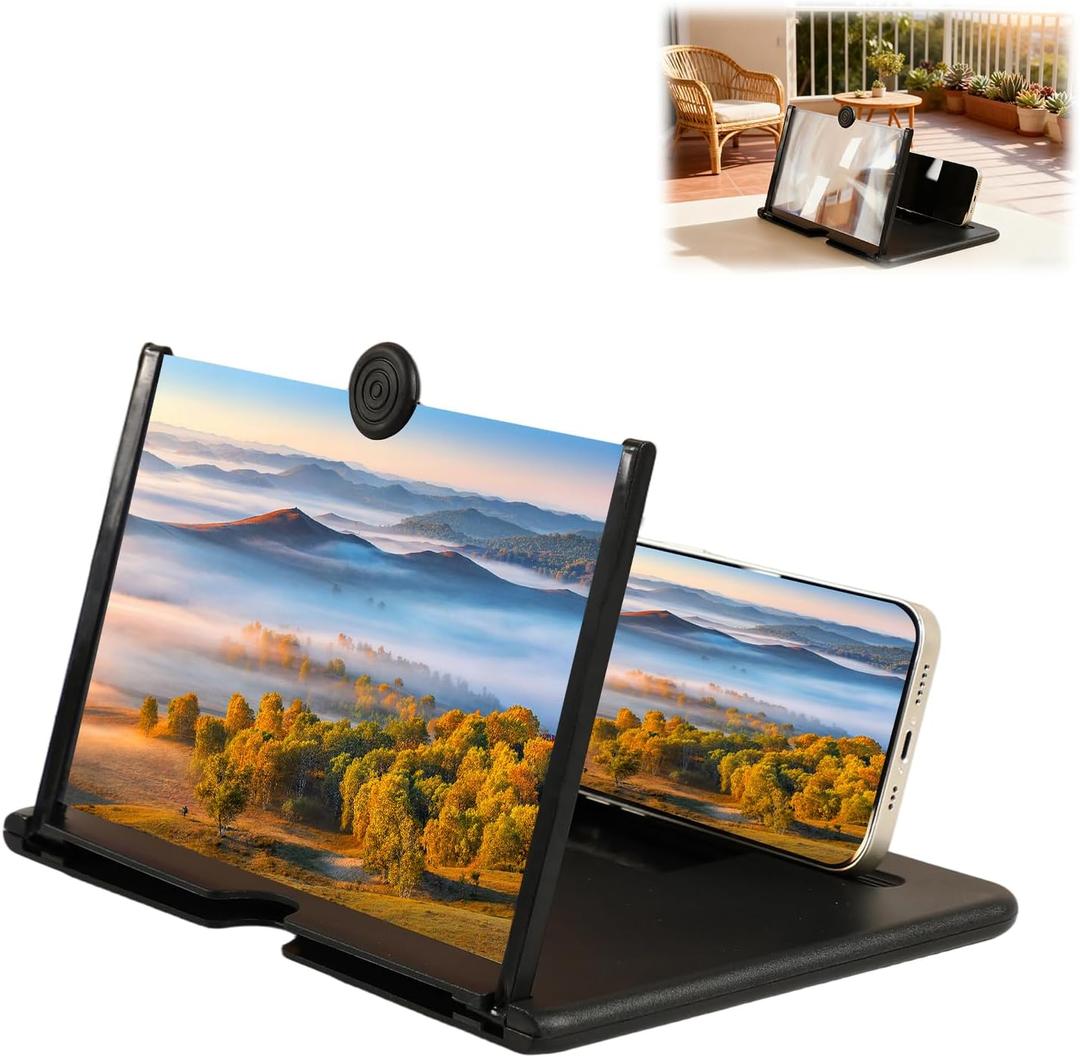 Screen Magnifier Version,3D HD Mobile Phone Magnifier Screen for Movies,Videos and Gaming,Foldable Screens Amplifier Stand,Compatible with All Smartphones(Black, 10 inch)
