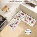 UKISS Kitchen Rugs, 2PCS Waterproof Kitchen Mats, Cushioned Anti Fatigue Kitchen Mat, Non-Slip Boho Comfort Mat for Kitchen, Floor Home, Sink, Laundry,17.3"x28"+17.3"x47", White &Pink (White)