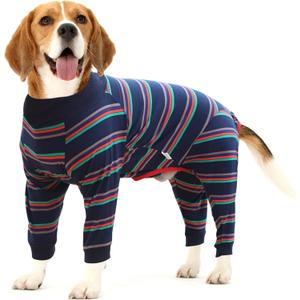 Dog Recovery Suit Abdominal Wound After Surgery Wear Prevent Licking Wounds E-Collar & Cone Alternatives Postoperative Shirt Dog Pajamas Long Sleeve Prevent Shedding (X-Small, Blue)