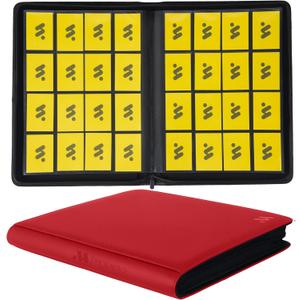 Card Binder 16 Pocket,Trading Card Binder Hold up to 1408 Cards with 44 Sleeves,Zipper Card Holder Album Compatible with TCG Card/Game Cards/Sports Card-Red