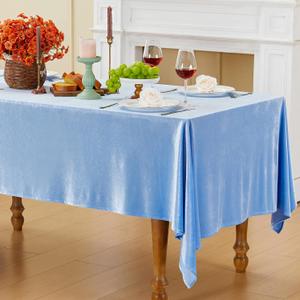 Baby Blue Velvet Tablecloth, 60 x 102 Inch Rectangle Table Cover, Baby Blue Velvet Table Cloth Smooth Luxury Tablecloth for Party Wedding Dining Banquet