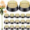 Kritkin 24 Pieces Flower Frogs Holder Mini Floral Round Flower Japanese Arranger Fixed Pin Holder for Arrangements Floral Plant Small Vase Ikebana Decoration Supplies Plant Fixation(1.34 Inch,Gold)