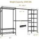 Expandable Heavy Duty Garment Rack Clothes Rack,Large Metal Closet Organizer System Storage Wardrobe,Freestanding Clothing Rack with 9 Adjustable Wire Shelves&3 Hang Rods,MaxLoad 1500lbs