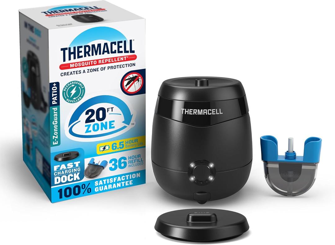 Thermacell Mosquito Repellent E-Series Rechargeable Repeller; Patio Shield 20 Mosquito Protection Zone; Includes 36-Hr Repellent Refill; No Flame or Scent; Bug Spray and Bug Zapper Alternative
