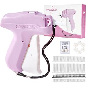 HOUSE DAY Stitchy Gun for Clothes, Fine Needle Stitch Gun Quick Clothing Fixer, Speedy Price Tagging Gun with 6 Fine Needles, 2200 Micro Thin Fasteners, 50 Buttons (Pink)