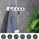 HOME MASTER HARDWARE Coat Rack Wall Mount White,MDF Wall Mounted Coat Hooks for Hanging Coats, 27" Hat Rack for Wall with 5 Black Hooks