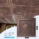Art3d Drop Ceiling Tiles, Glue up Ceiling Tiles, 2'x2' Plastic Sheet in Antique Copper (24-Pack, 96 Sq.ft), 24"x24"