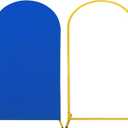 Metal Arch Stand and Cover Set,1 Royal Blue Spandex Fitted Backdrop with 1 Gold Wedding Arched Stand Frame for Parties Birthday Baby Shower Bridal Banquet Decoration (7.2FT) (7.2FTx4FT)