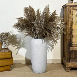 Large Rustic Ceramic Vase,15.7 Inch Tall Pottery Farmhouse Decor Floor Vase Vintage Flower Vases for Home Living Room Entryway Table Centerpiece Decor, Terracotta Vases, Wedding Gift