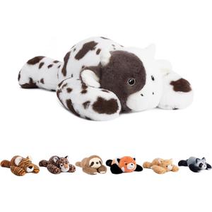 Niuniu Daddy 20" | 3.3 Pound Cow Weighted Stuffed Animals for Kids Adults, Kawaii Cow Weighted Beads for Body Pillow for Hugging, Soft Plush Toy for Gift Birthday Christmas Holiday Easter Presents (White With Brown Spots)