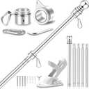6 FT Metal Flag Pole Kit for Outside House w/ 2-Position Holder Bracket & 360 Rotating Flagpole Rings, 1" Stainless Steel Spinning Outdoor Porch Wall Mounted Flag Poles for 3x5 4x6 Flag(6 FT, Silver)