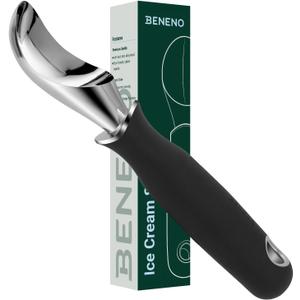 Beneno Heavy Duty Ice Cream Scoop - Upgraded Anti-Fracture Design, Comfortable Grip Long Handle, Effortless Scooping & Dishwasher Safe, Black