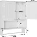 Smuxee White Bathroom Cabinet Wall Mounted with Towels Bar, Bathroom Medicine Cabinet with 2 Door Adjustable Shelves, Over Toilet Cabinet for Bathroom Laundry Room Kitchen