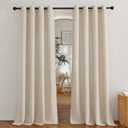 NICETOWN Cream Beige Linen Curtains & Drapes 84 inches Long, Grommet Flax Linen Burlap Semi Sheer with Light Filtering Privacy Window Treatments for Living Room, W52 x L84, 2 Pieces (52"W x 84"L (Pack of 2), Linen Cream)