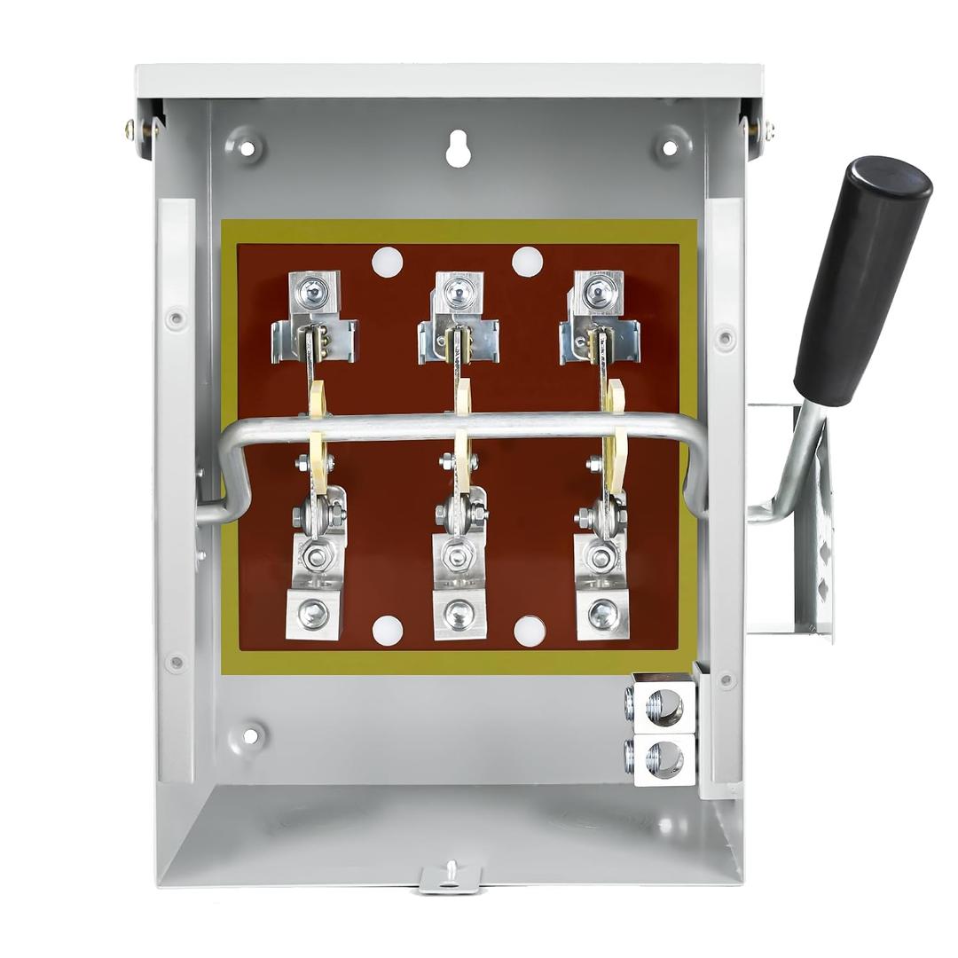 200 Amp General Safety Switch, 3 Pole Non-Fused AC Disconnect Switch Box, NEMA-3R Enclosure, Anti Corrosion and Rust Prevention with Ground Kit for Outdoor&Indoor (200A-3P)
