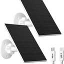 2W Solar Panel for Security Camera Outdoor, USB/USB-C Charger with IP65 Waterproof, 360 Adjustable Mount & 7.2ft Cable, Compatible with Rechargeable Battery Cameras (2 Pack, White)
