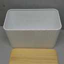 Large Bread Box for Kitchen Countertop Corner Breadbox for Homemade Bread Metal White Vertical Stripe Pattern Embossed Bread Storage Container Bin with Bamboo Lid