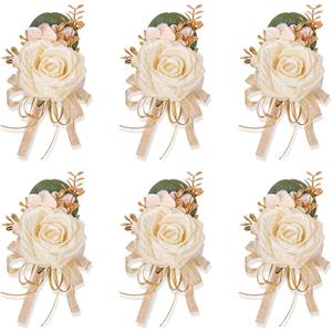 Faux Champagne Men Boutonnieres, Set of 6, for Groom Wedding