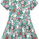 Mud Kingdom Girls Holiday Swing Dress Twirly Skater Short Sleeve A-Lined