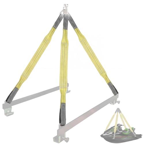 Yoojahow 4 Pcs Watercraft Lift Sling 6600 Lbs Flat Lifting Sling 44'' Tow Straps Heavy Duty Boat Hoist Straps Yellow for Personal Life Rafts PWC