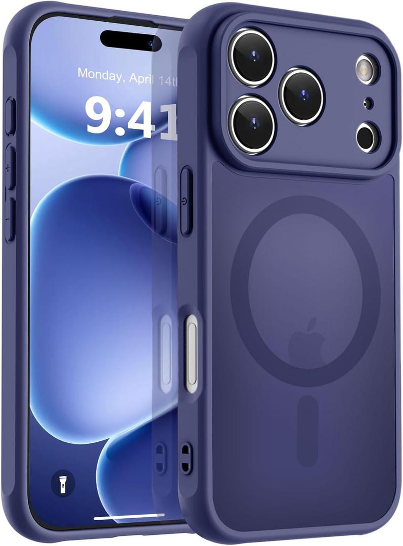 MOCCA Magnetic for iPhone 17 Pro Max Case, (Compatible with Magsafe) (16FT Military Grade Protection) Full Camera Protection Anti-Fingerprint Slim Translucent Matte Phone Cover 6.9",Deep Blue